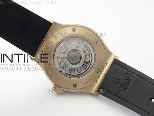 Classic Fusion 42mm RG Paved Diamonds Bezel B50F Blue Dial On Blue Gummy Strap A2892 - Image 18