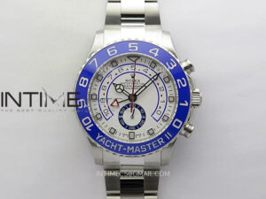 YachtMaster II 116680 Blue Ceramic Bezel SS KF 1:1 Best Edition White Dial on Bracelet A7750