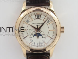 Annual Calendar Complications 5205R GRF RG Silver dial on Brown leather strap