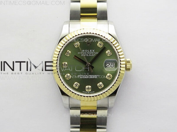 DateJust 31mm 72610 SS/YG APSF Best Edition Green Dial Crystals Markers on Oyster Bracelet A2824 - Image 2
