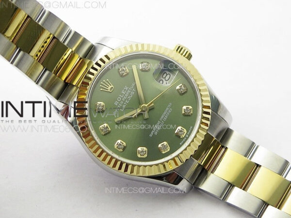 DateJust 31mm 72610 SS/YG APSF Best Edition Green Dial Crystals Markers on Oyster Bracelet A2824 - Image 3
