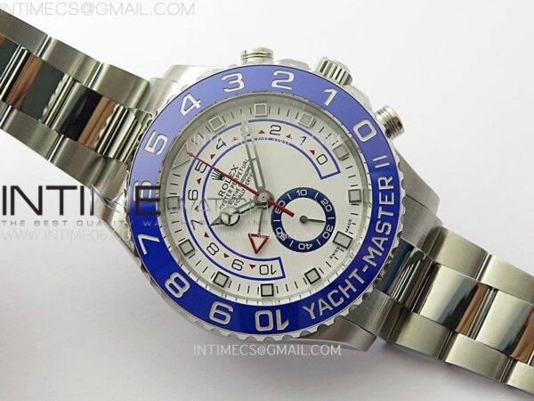 YachtMaster II 116680 Blue Ceramic Bezel SS KF 1:1 Best Edition White Dial on Bracelet A7750 - Image 3