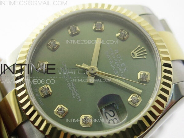DateJust 31mm 72610 SS/YG APSF Best Edition Green Dial Crystals Markers on Oyster Bracelet A2824 - Image 5
