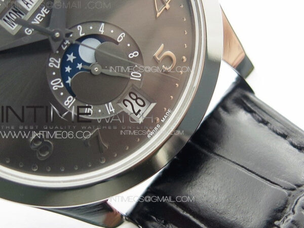 Annual Calendar Moonphase 5396 SS PPF 1:1 Best Edition Gray Dial on Black Leather Strap PPF324 - Image 6
