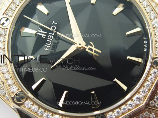 Classic Fusion Orlinski SS Full Real Diamonds RG B50F 1:1 Best Edition Black Faceted Dial on Black Rubber Strap A2892 - Image 6