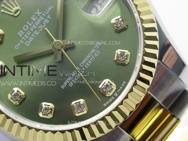 DateJust 31mm 72610 SS/YG APSF Best Edition Green Dial Crystals Markers on Oyster Bracelet A2824 - Image 6