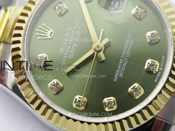DateJust 31mm 72610 SS/YG APSF Best Edition Green Dial Crystals Markers on Oyster Bracelet A2824 - Image 7