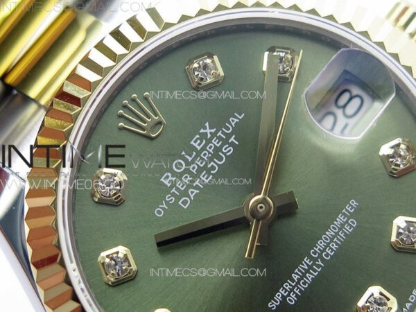 DateJust 31mm 72610 SS/YG APSF Best Edition Green Dial Crystals Markers on Oyster Bracelet A2824 - Image 8