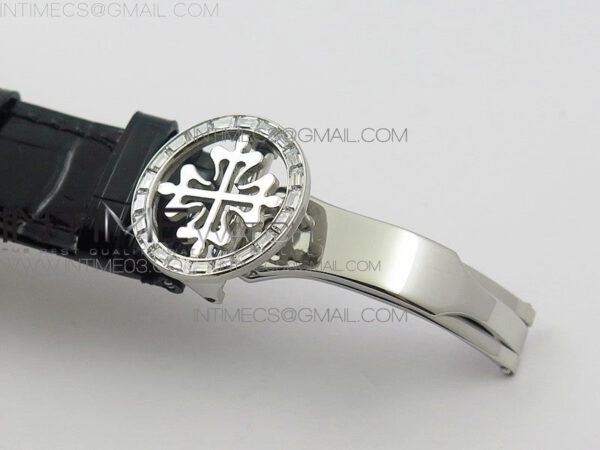 6104P Moon RG Black Dial Diamond Bezel on Black Leather Strap A240 V2 - Image 9