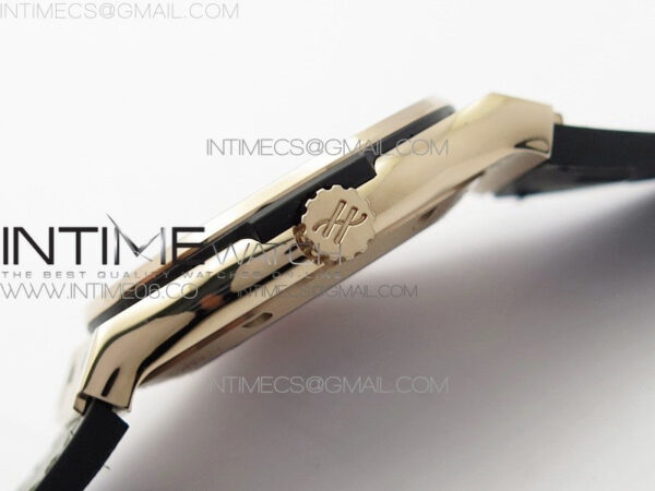 Classic Fusion 42mm RG Paved Diamonds Bezel B50F Gray Dial On Gray Gummy Strap A2892 - Image 9