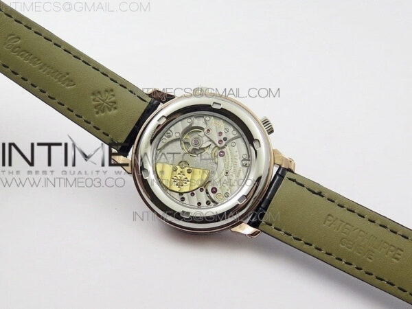 6104P Moon RG Black Dial Diamond Bezel on Black Leather Strap A240 V2 - Image 10