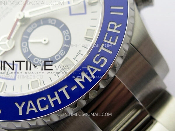 YachtMaster II 116680 Blue Ceramic Bezel SS KF 1:1 Best Edition White Dial on Bracelet A7750 - Image 10