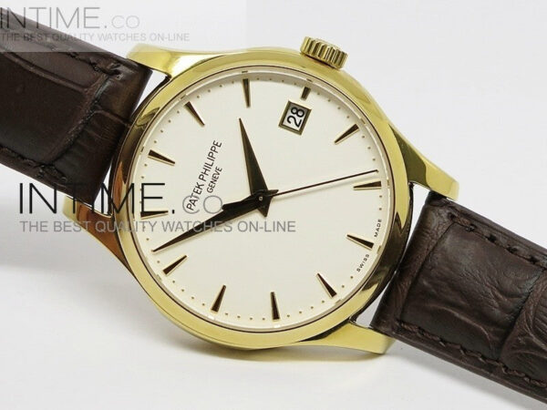 Calatrava 5227 BP Version YG White Dial on Leather Strap Japanese MIYOTA 9015 - Image 6