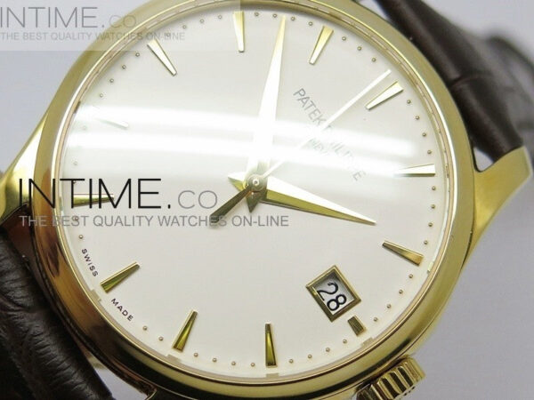Calatrava 5227 BP Version YG White Dial on Leather Strap Japanese MIYOTA 9015 - Image 8