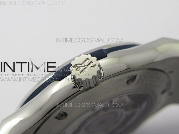 Classic Fusion 42mm SS Paved Diamonds Case/Bezel B50F Blue Dial On Blue Gummy Strap A2892 - Image 10