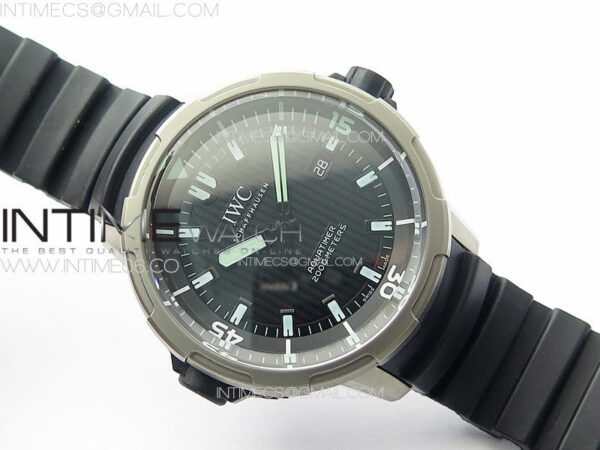 Aquatimer IW358002 SS V6S 1:1 Best Edition Black Dial White Sticks Markers on Black Rubber Strap A2824 - Image 2