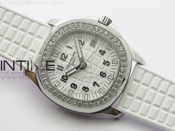 Aquanaut 5067A SS PPF 1:1 Best Edition White Textured Dial on White Rubber Strap AE23 (Free a box) - Image 2