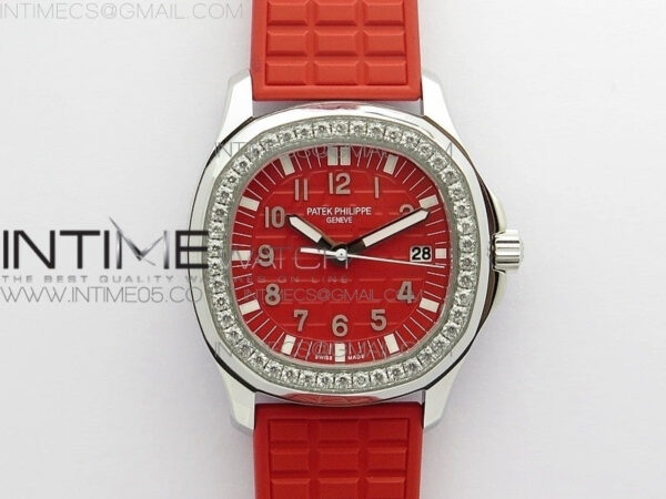 Aquanaut 5067A SS PPF 1:1 Best Edition Red Textured Dial on Red Rubber Strap AE23 (Free a box)