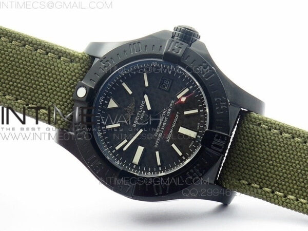 Avenger II Seawolf PVD Black CF Dial on Green Nylon Strap A2836 - Image 2