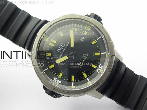 Aquatimer IW358002 SS V6S 1:1 Best Edition Black Dial Yellow Sticks Markers on Black Rubber Strap A2824 - Image 2