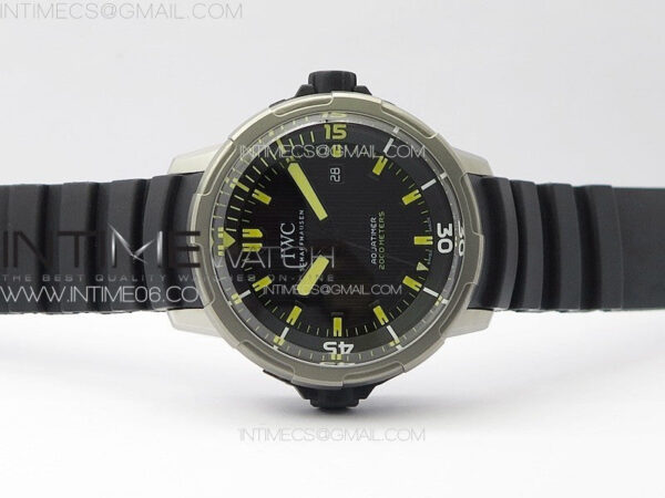Aquatimer IW358002 SS V6S 1:1 Best Edition Black Dial Yellow Sticks Markers on Black Rubber Strap A2824 - Image 3