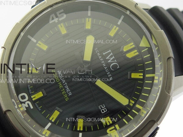 Aquatimer IW358002 SS V6S 1:1 Best Edition Black Dial Yellow Sticks Markers on Black Rubber Strap A2824 - Image 4
