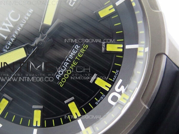 Aquatimer IW358002 SS V6S 1:1 Best Edition Black Dial Yellow Sticks Markers on Black Rubber Strap A2824 - Image 6