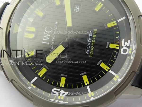 Aquatimer IW358002 SS V6S 1:1 Best Edition Black Dial Yellow Sticks Markers on Black Rubber Strap A2824 - Image 7