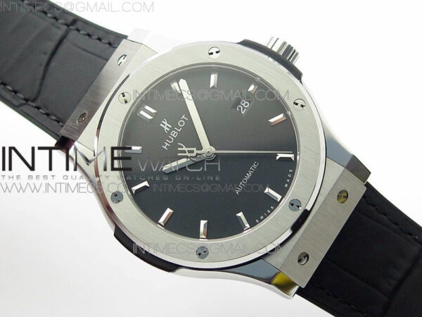 Classic Fusion 42mm SS WWF 1:1 Best Edition Black Dial On Black Gummy Strap Asian HB1112 - Image 2