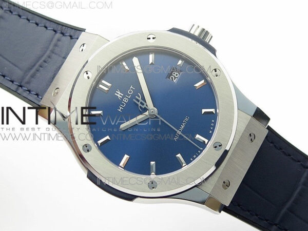 Classic Fusion 42mm SS WWF 1:1 Best Edition Blue Dial On Blue Gummy Strap Asian HB1112 - Image 2