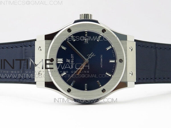 Classic Fusion 42mm SS WWF 1:1 Best Edition Blue Dial On Blue Gummy Strap Asian HB1112 - Image 3