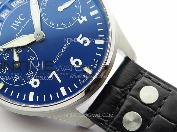 Big Pilot Annual Calendar SS IW5027 AZF 1:1 Best Edition Blue Dial on Black Leather Strap A52850 - Image 7