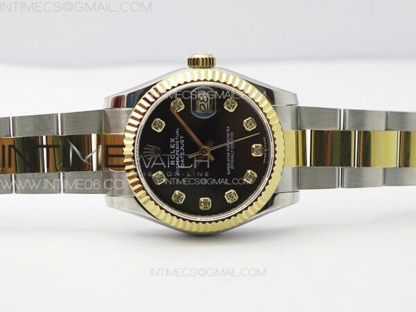 DateJust 31mm 72610 SS/YG APSF Best Edition Black Dial Crystals Markers on Oyster Bracelet A2824 - Image 4