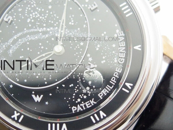 6104P Moon RG/SS Black Dial on Black Leather Strap A240 V2 - Image 5