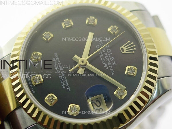DateJust 31mm 72610 SS/YG APSF Best Edition Black Dial Crystals Markers on Oyster Bracelet A2824 - Image 5