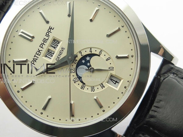 Annual Calendar Moonphase 5396 SS PPF 1:1 Best Edition White Dial on Black Leather Strap PPF324 - Image 5
