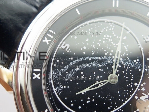 6104P Moon RG/SS Black Dial on Black Leather Strap A240 V2 - Image 6