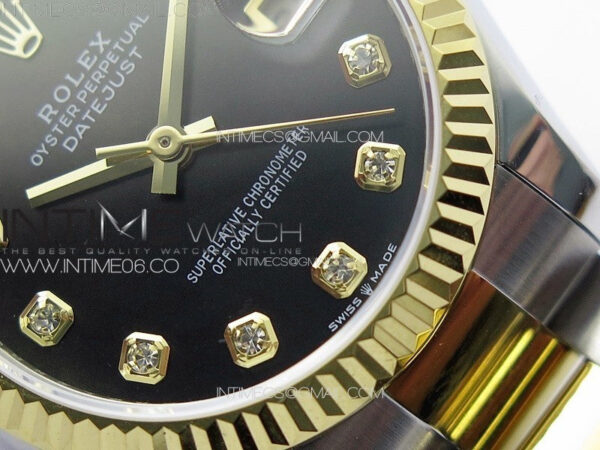 DateJust 31mm 72610 SS/YG APSF Best Edition Black Dial Crystals Markers on Oyster Bracelet A2824 - Image 6