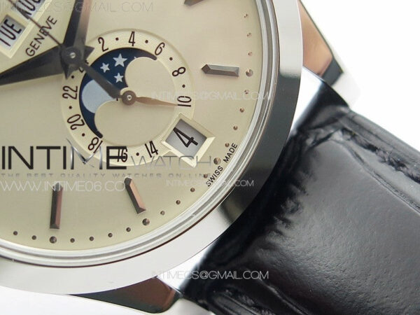 Annual Calendar Moonphase 5396 SS PPF 1:1 Best Edition White Dial on Black Leather Strap PPF324 - Image 6