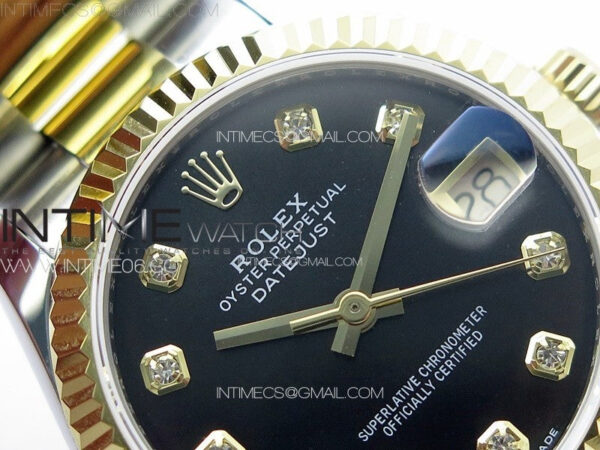 DateJust 31mm 72610 SS/YG APSF Best Edition Black Dial Crystals Markers on Oyster Bracelet A2824 - Image 8