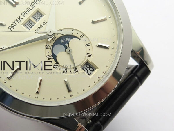 Annual Calendar Moonphase 5396 SS PPF 1:1 Best Edition White Dial on Black Leather Strap PPF324 - Image 9