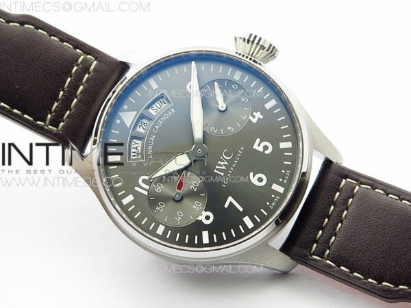 Big Pilot Annual Calendar SS IW5027 AZF 1:1 Best Edition Gray Dial on Brown Leather Strap A52850 - Image 2