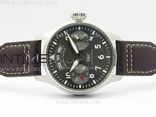 Big Pilot Annual Calendar SS IW5027 AZF 1:1 Best Edition Gray Dial on Brown Leather Strap A52850 - Image 3