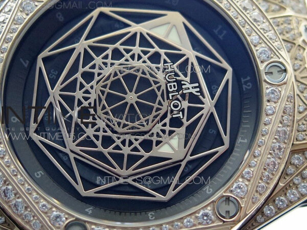 Big Bang Sang Bleu RG Ti Crystal Case Bezel WWF 1:1 Best Edition Black Skeletonal Dial On Black Gummy Strap Asian HB1213 V2 - Image 4