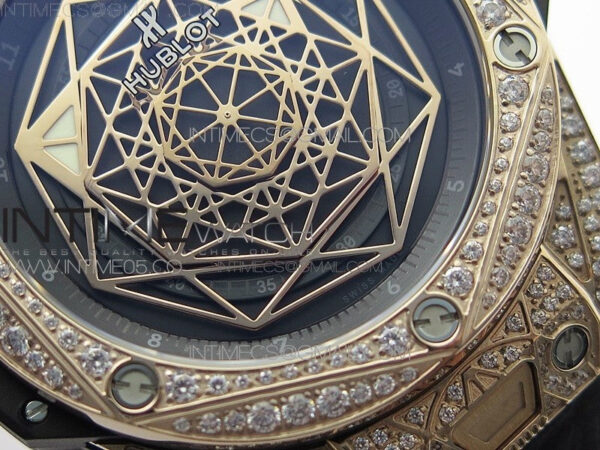 Big Bang Sang Bleu RG Ti Crystal Case Bezel WWF 1:1 Best Edition Black Skeletonal Dial On Black Gummy Strap Asian HB1213 V2 - Image 5