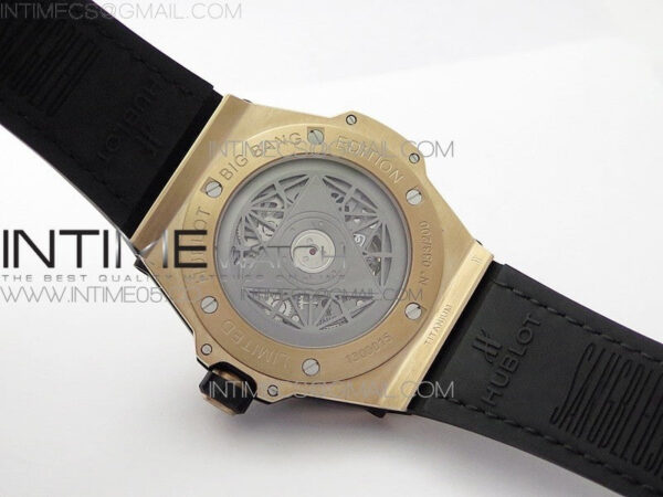 Big Bang Sang Bleu RG Ti Crystal Case Bezel WWF 1:1 Best Edition Black Skeletonal Dial On Black Gummy Strap Asian HB1213 V2 - Image 17