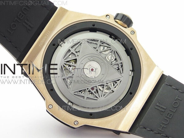 Big Bang Sang Bleu RG Ti Crystal Case Bezel WWF 1:1 Best Edition Black Skeletonal Dial On Black Gummy Strap Asian HB1213 V2 - Image 19