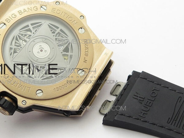 Big Bang Sang Bleu RG Ti Crystal Case Bezel WWF 1:1 Best Edition Black Skeletonal Dial On Black Gummy Strap Asian HB1213 V2 - Image 20
