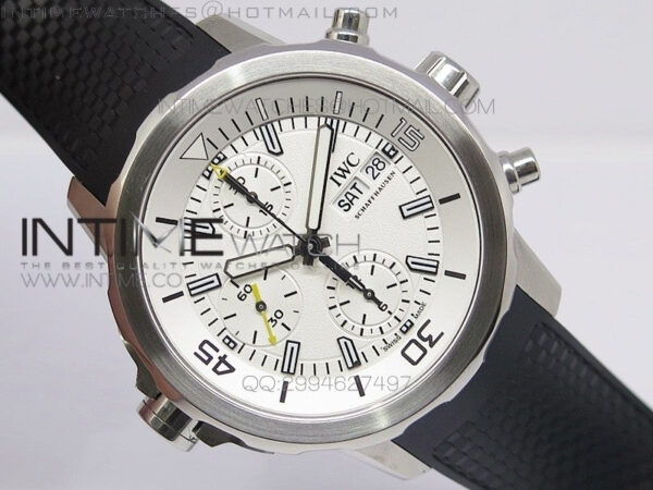 Aquatimer Costeau Diver Chrono SS White Dial on Black Rubber Strap A7750 - Image 3