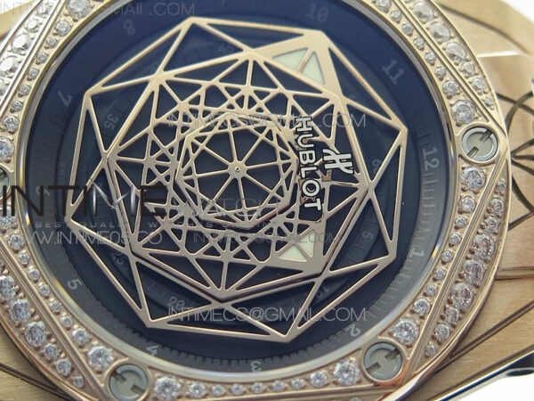 Big Bang Sang Bleu RG Ti Crystal Bezel WWF 1:1 Best Edition Black Skeletonal Dial On Black Gummy Strap Asian HB1213 V2 - Image 4